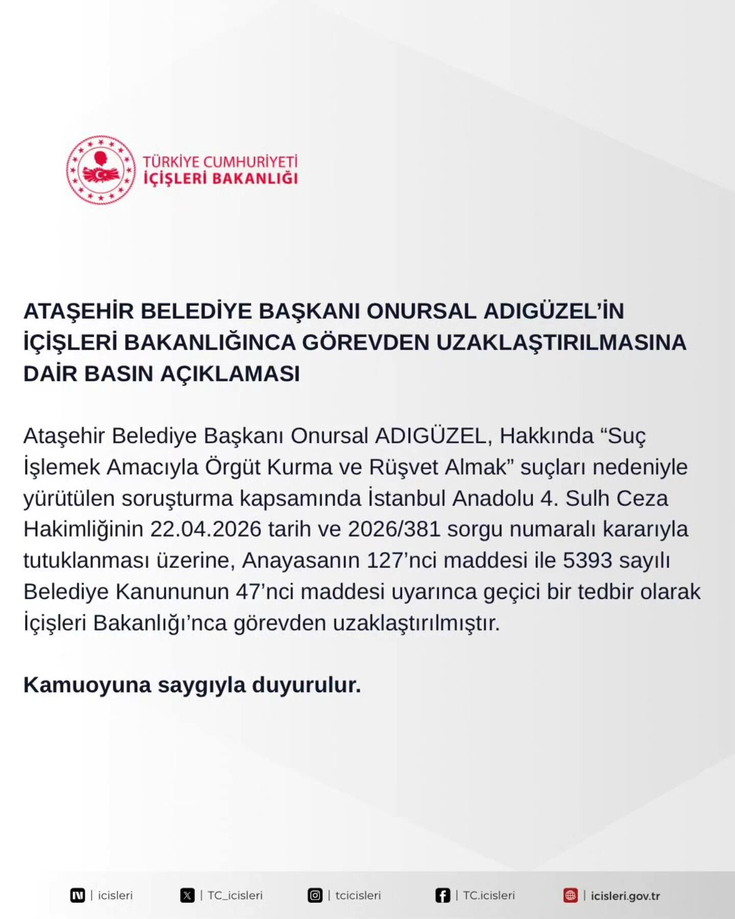 Ataşehir Belediye Başkanı Onursal Adıgüzel Görevden Uzaklaştırıldı! (2)
