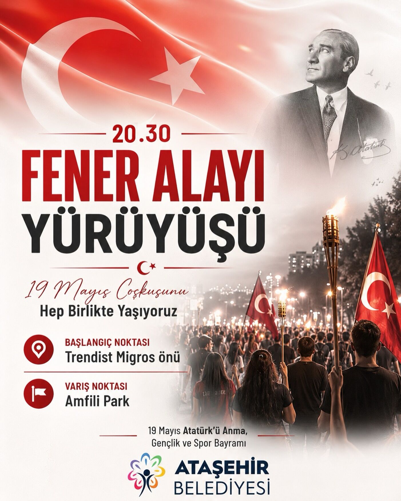 Ataşehir’de 19 Mayıs Coşkusu Fener Alayı Ile Taçlanıyor!