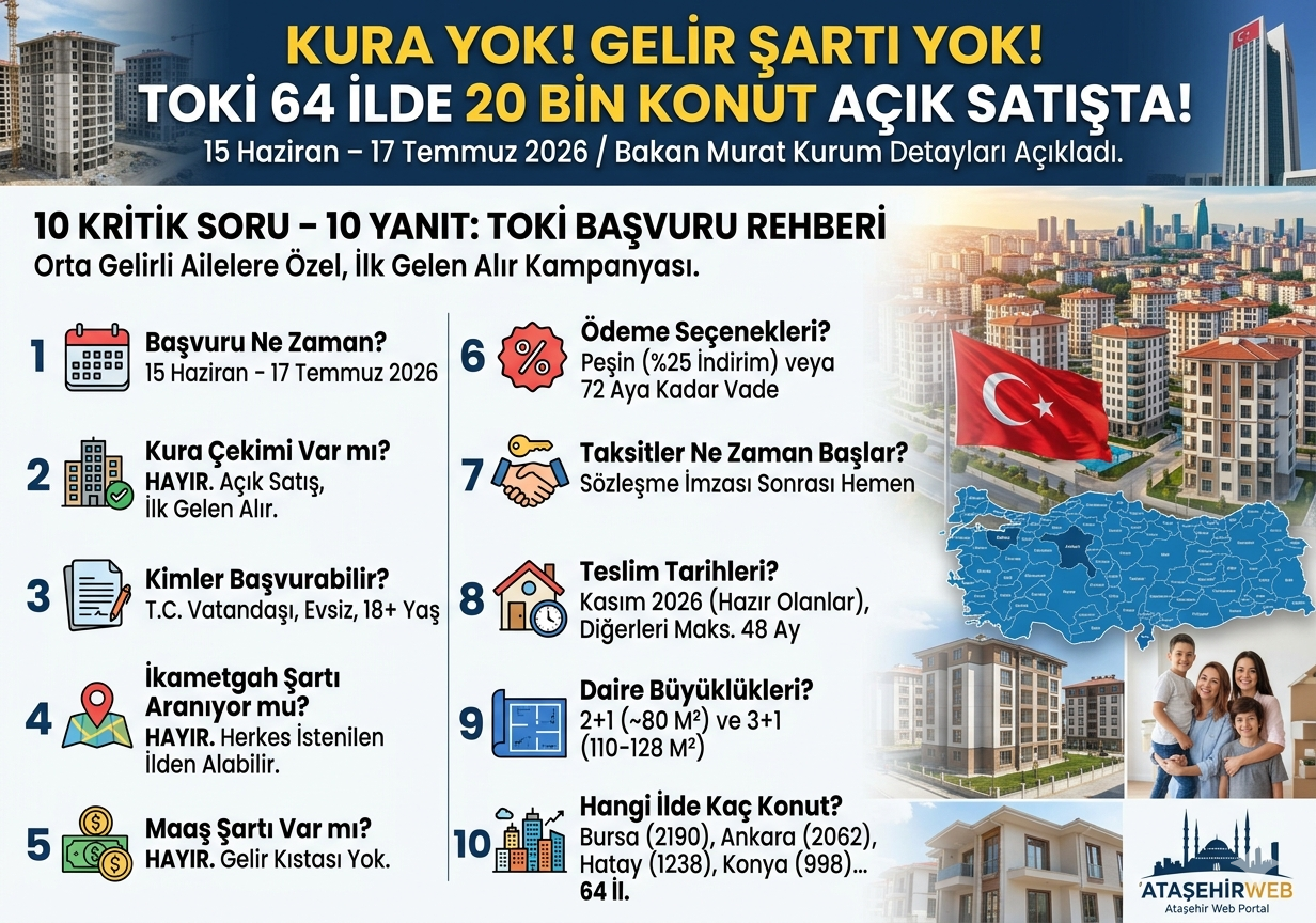 Toki̇'nin 64 Ilde Yaklaşık 20 Bin Orta Gelirli Aileyi Ev Sahibi Yapacak Dev Açık Satış Kampanyasını Duyurdu.