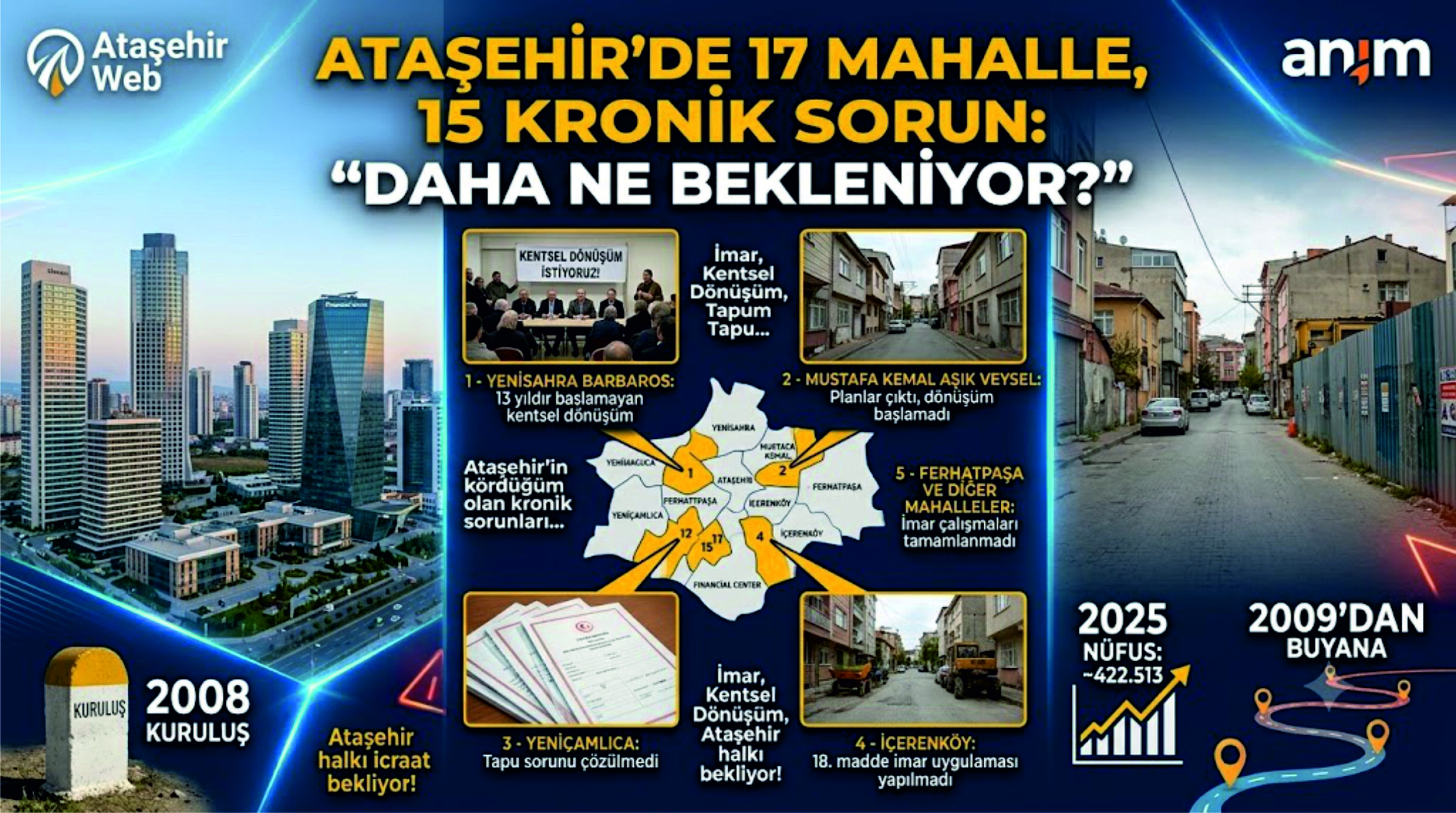 ATAŞEHİR’DE 17 MAHALLE, 15 KRONİK SORUN: "DAHA NE BEKLENİYOR?"