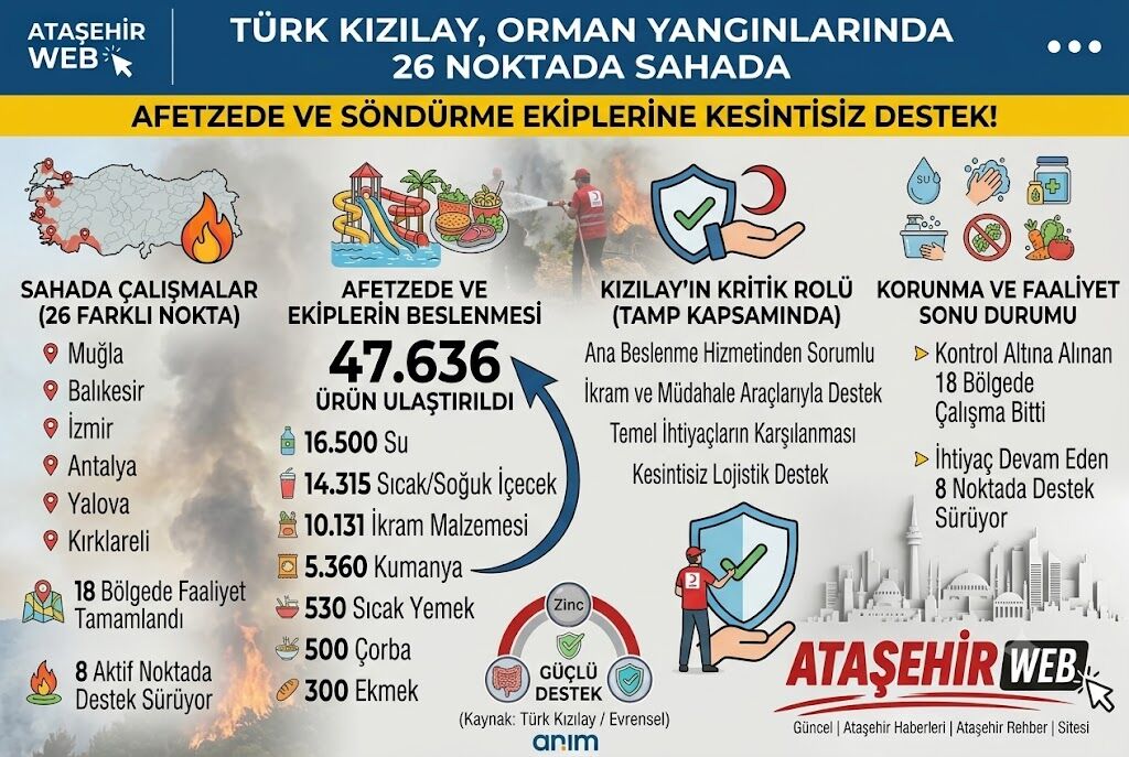 Türk Kizilay Orman Yanginlarinda 26 Noktada Sahada!