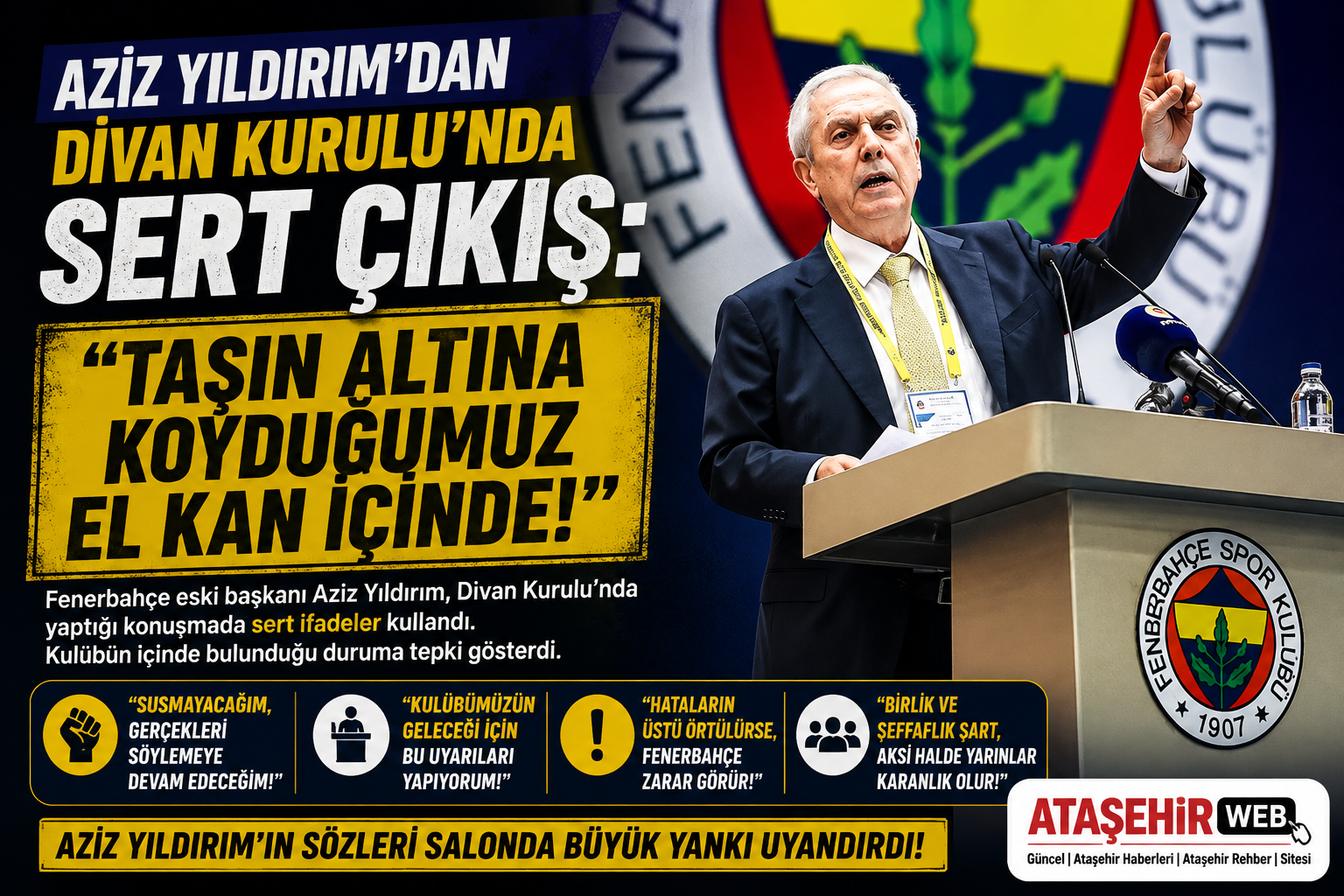 Azi̇z Yildirim'dan Di̇van Kurulu'nda Sert Çikiş Taşın Altına Koyduğumuz El Kan İçinde!