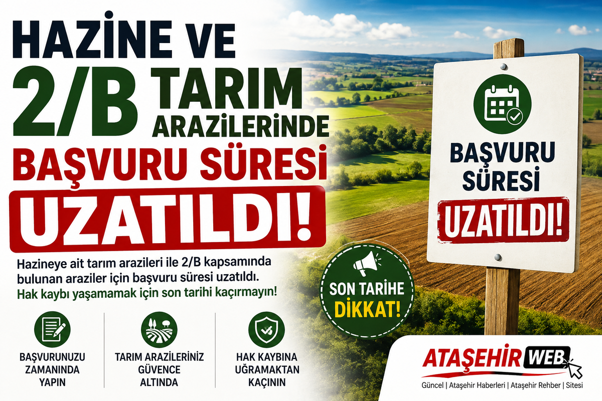 Hazi̇ne Ve 2B Tarim Arazi̇leri̇nde Başvuru Süresi̇ Uzatildi!