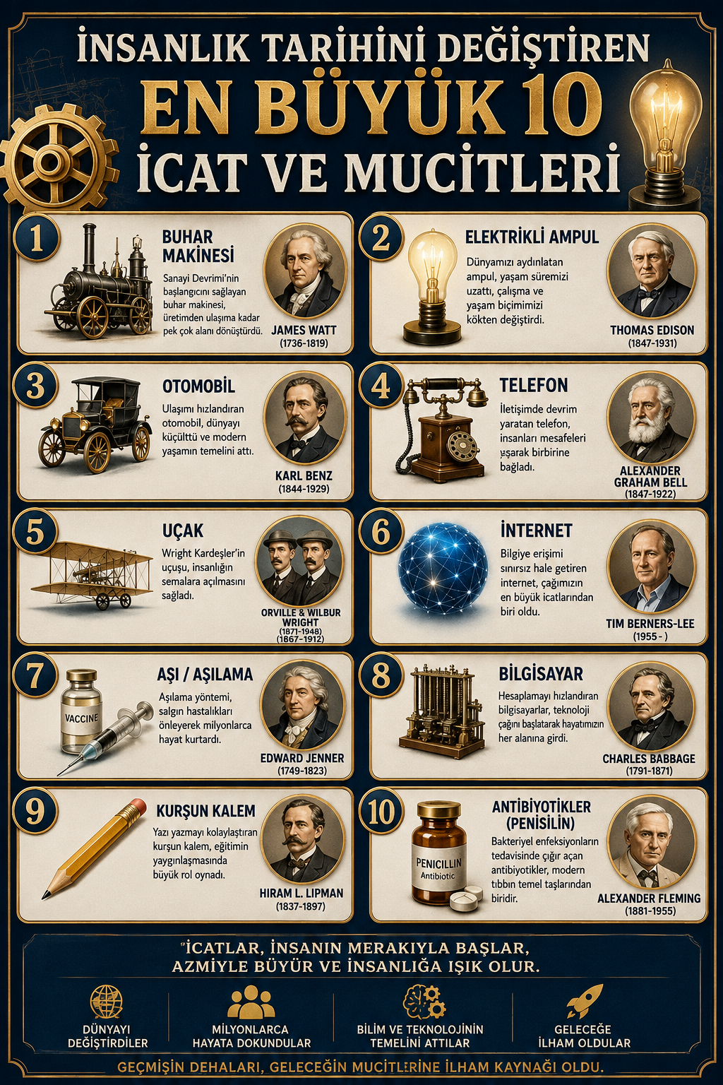 İnsanlik Tari̇hi̇ni̇ Deği̇şti̇ren En Büyük 10 İcat Ve Muci̇tleri̇