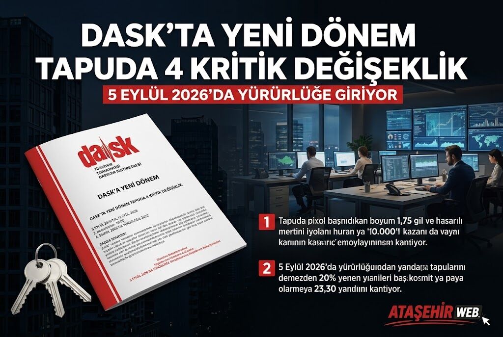 Tapu Ve Sigortada Yeni Dönem 5 Eylül 2026 İtibarıyla Dask Kuralları Değişiyor!