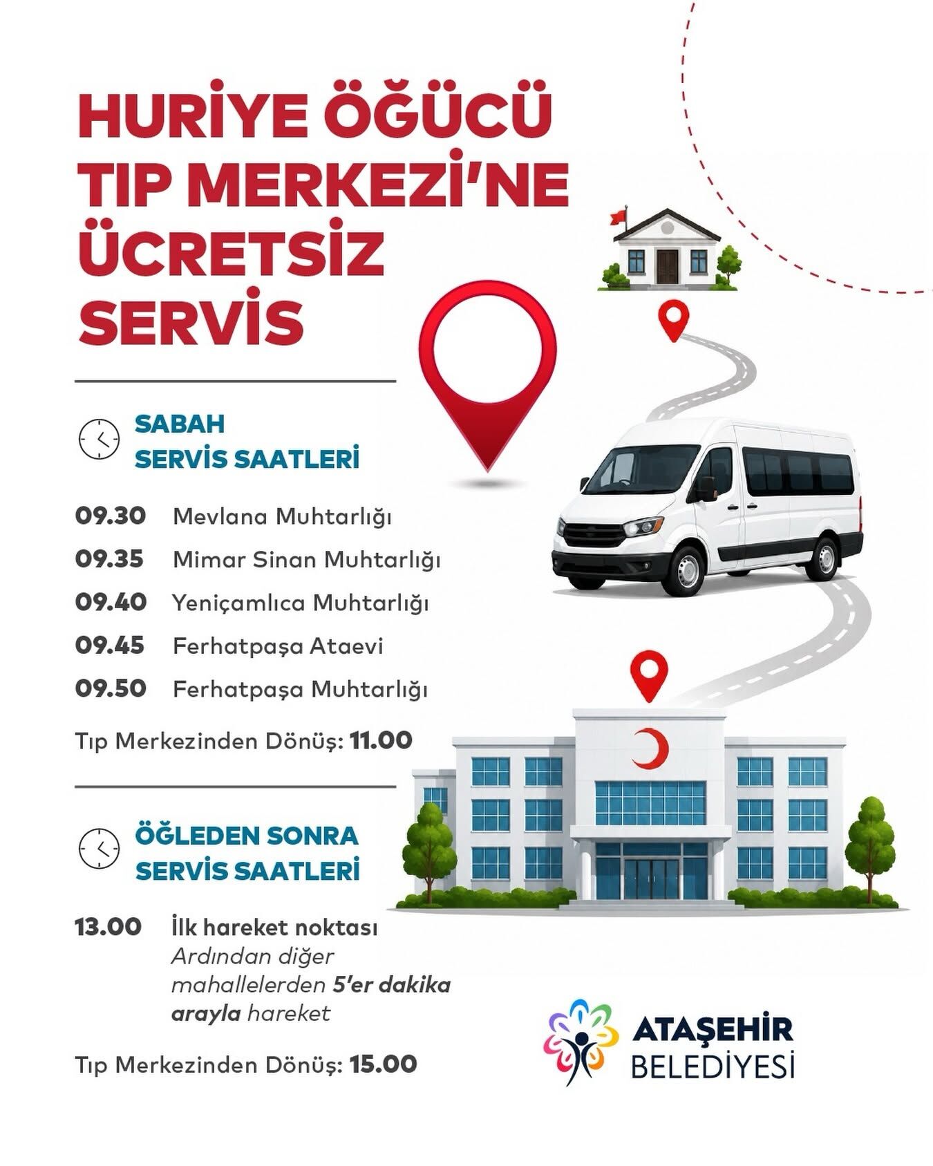 Ataşehir Belediyesi’nden Sağlık Hizmetlerine Ücretsiz Servis