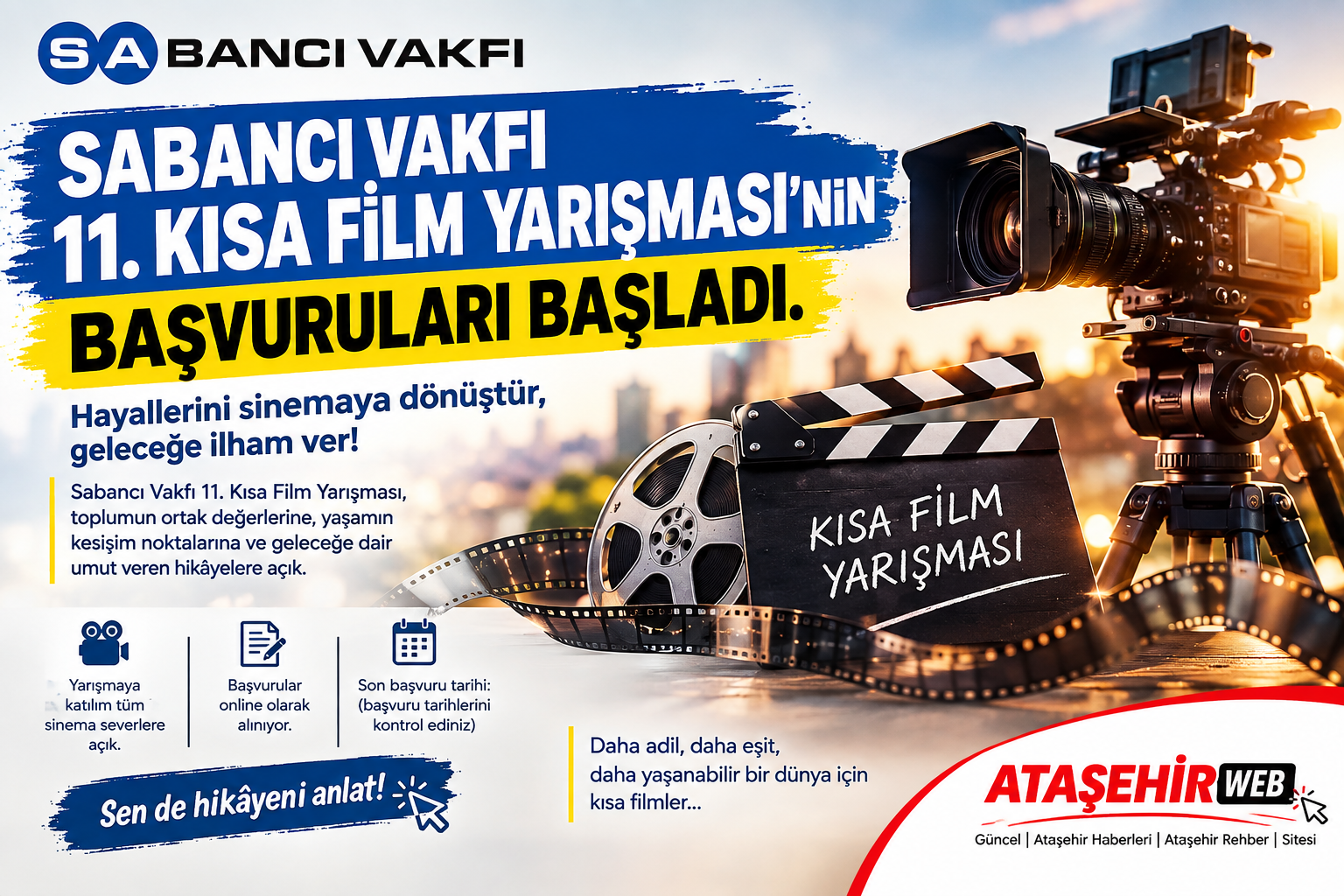 Sabanci Vakfi 11. Kisa Fi̇lm Yarişmasi’nin Başvurulari Başladi
