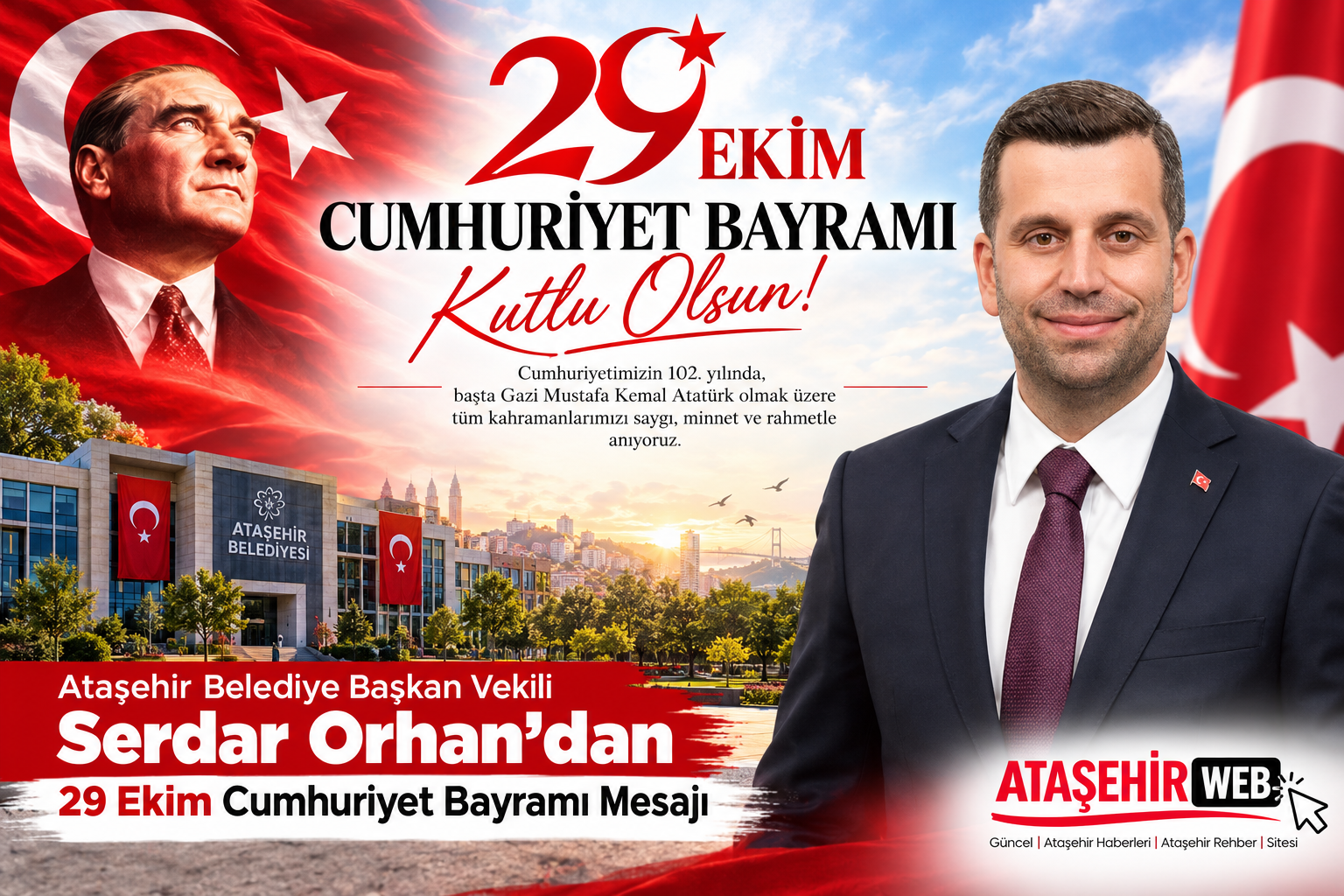 Ataşehir Belediye Başkan Vekili Serdar Orhan’dan 29 Ekim Cumhuriyet Bayramı Mesajı