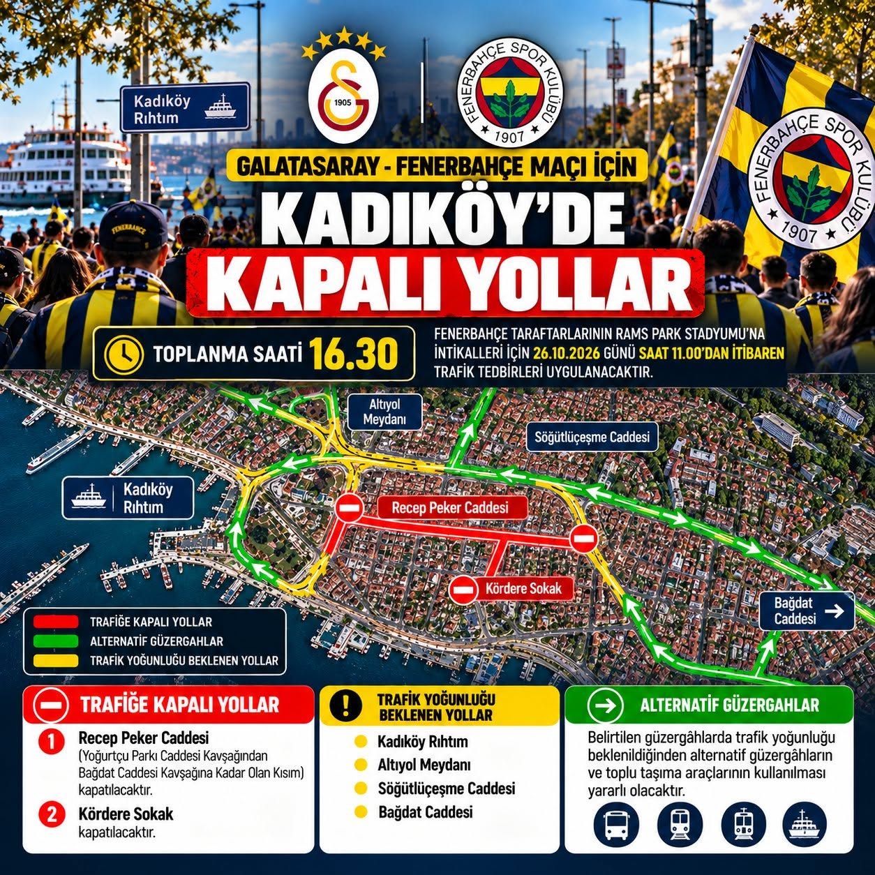 Kadıköy’de Derbi Mesaisi Alarmı Recep Peker Caddesi Ve Kördere Sokak Trafiğe Kapatıldı!