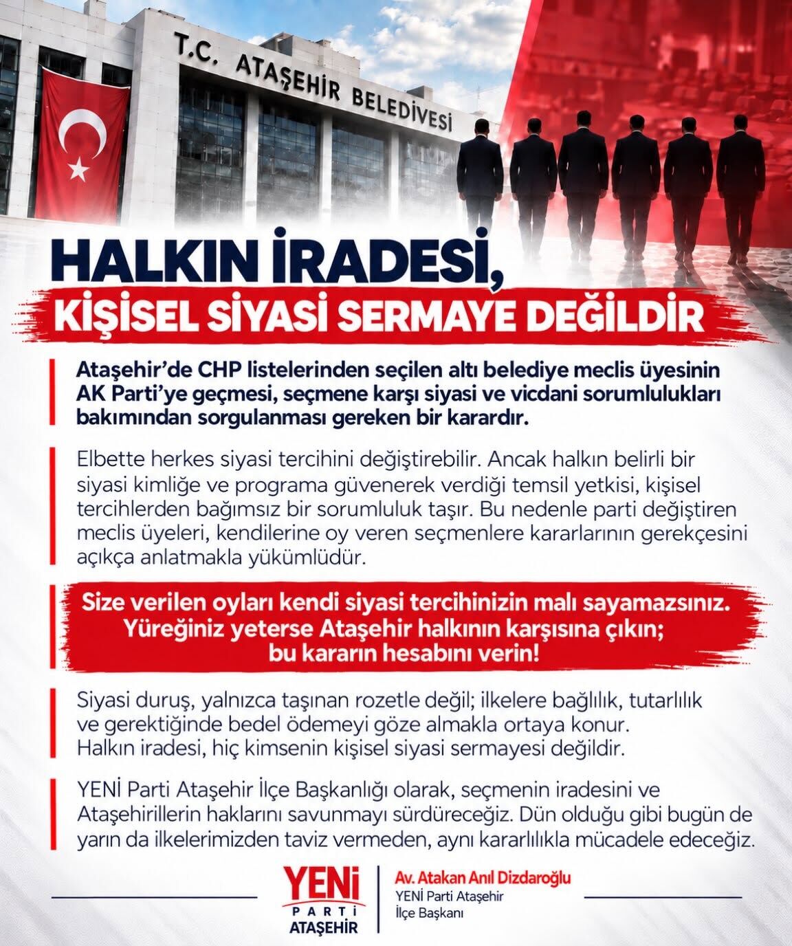 Yeni̇ Parti’den Ataşehir’deki Transferlere Sert Tepki