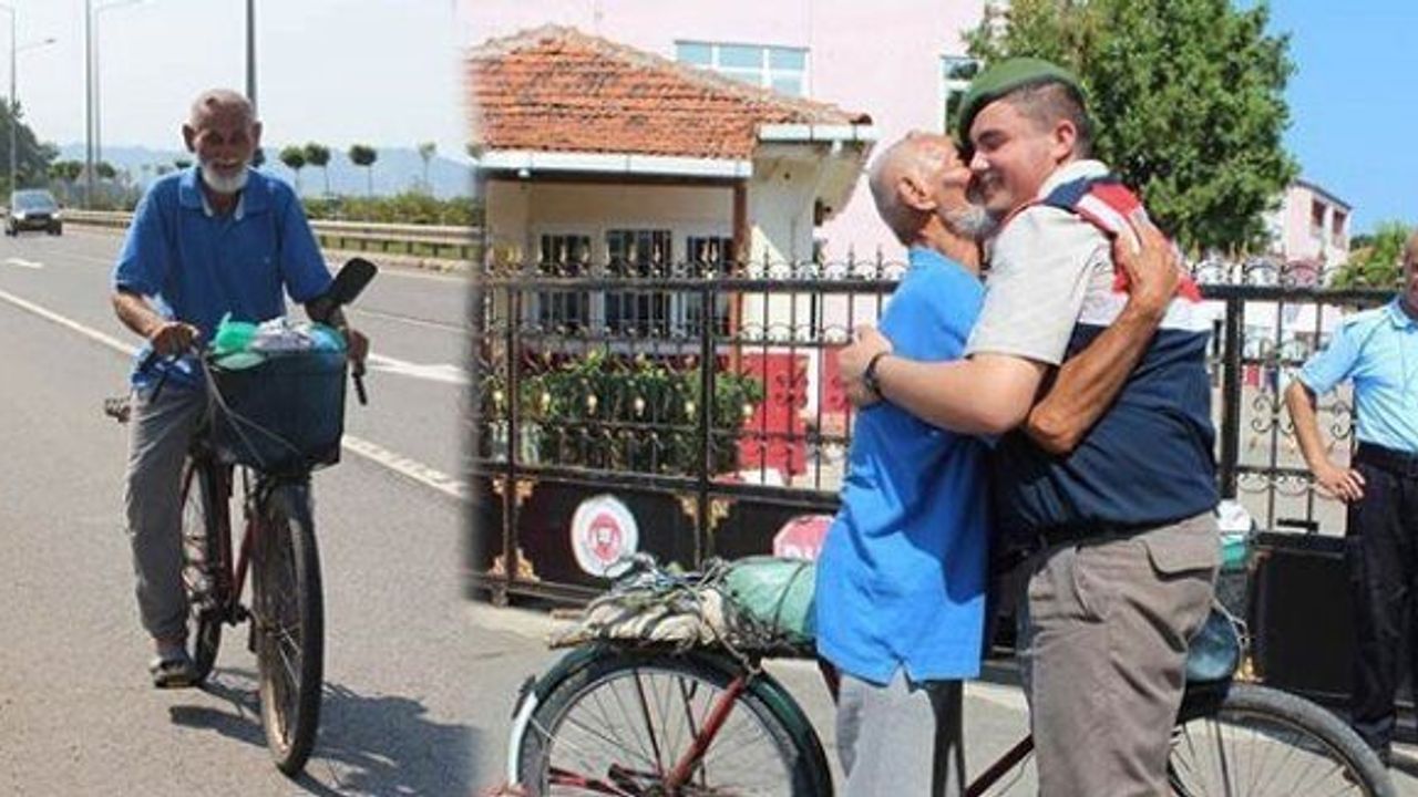 76 yaşındaki dede, askerdeki torununu görmek için 1100 km Pedal Çevirdi