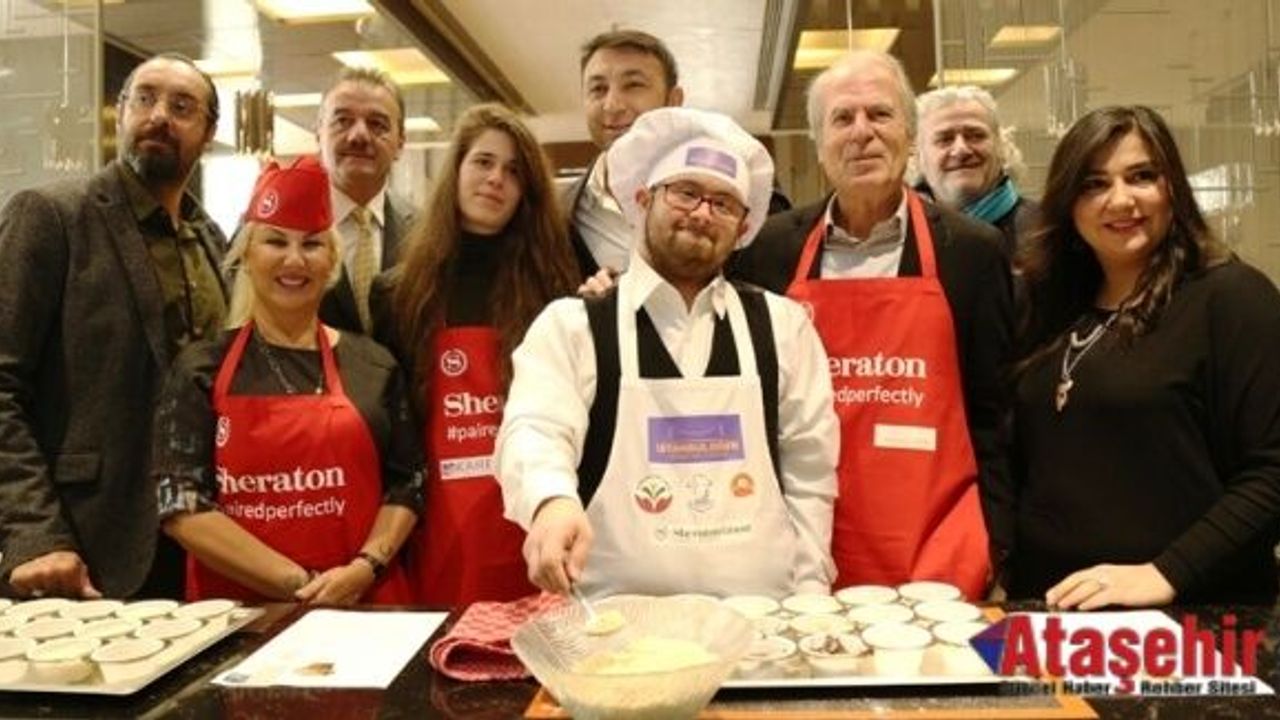 ATAŞEHİR'DE  MUSTAFA DENİZLİ VE KIZI LAL, DOWN ŞEFLER’LE PASTA YAPTI