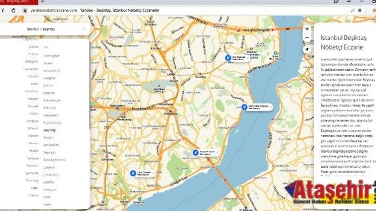 YANDEX NÖBETÇİ ECZANELER İNTERNET SİTESİ AÇILDI