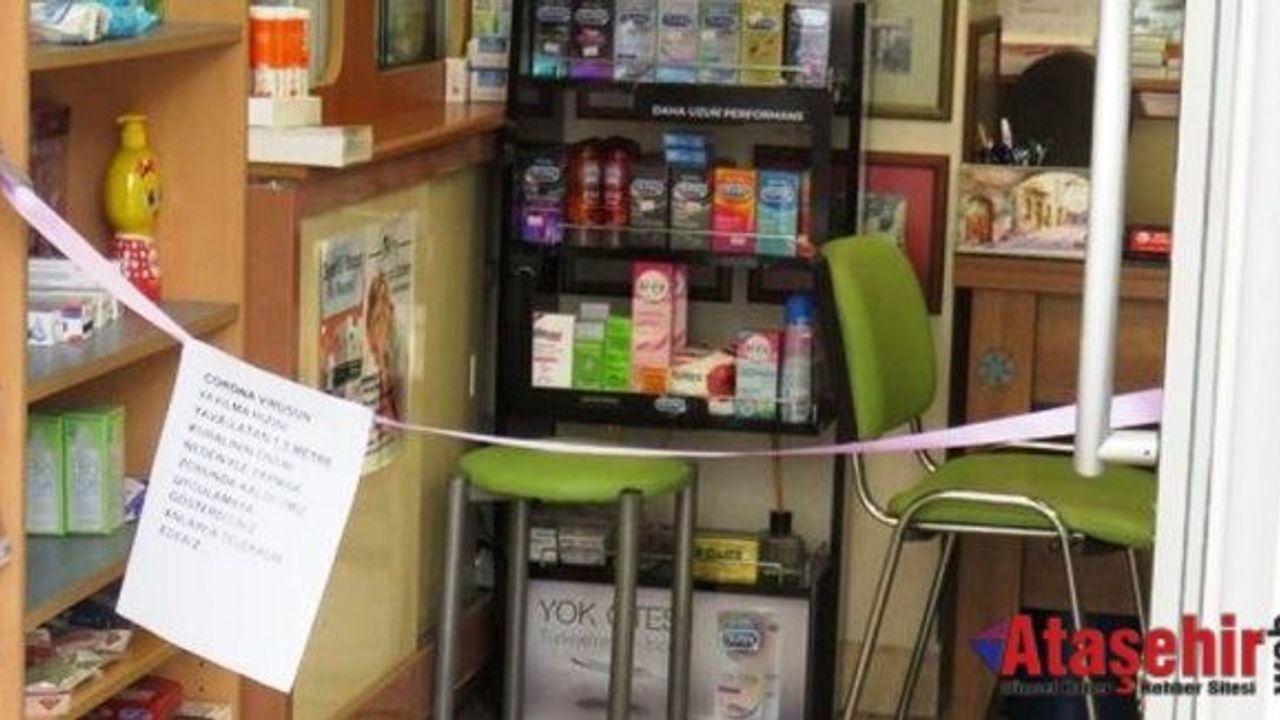 Ataşehir'de eczanede koronavirüs önlemi