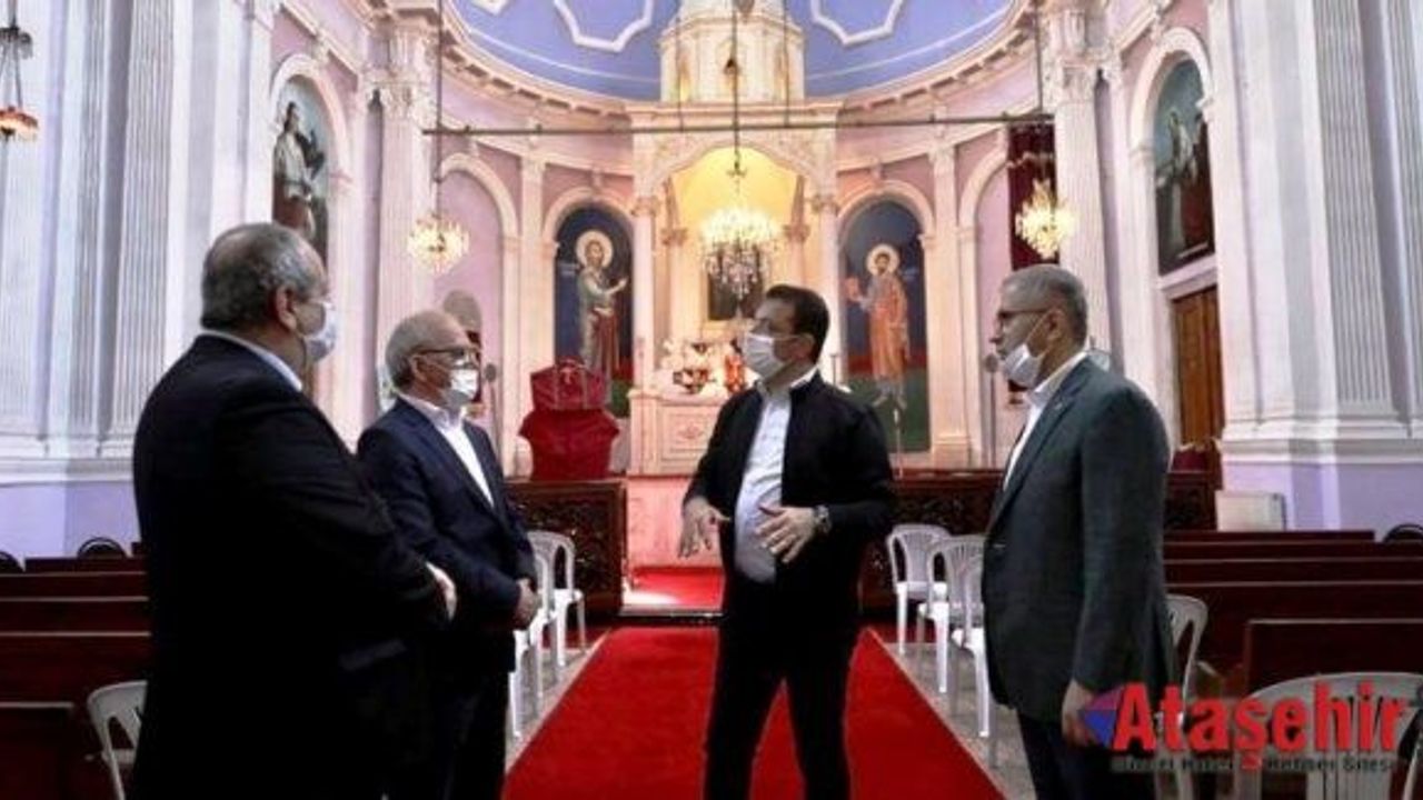 İMAMOĞLU VE TÜRKMEN, HAÇI KOPARILAN KİLİSEYİ ZİYARET ETTİ