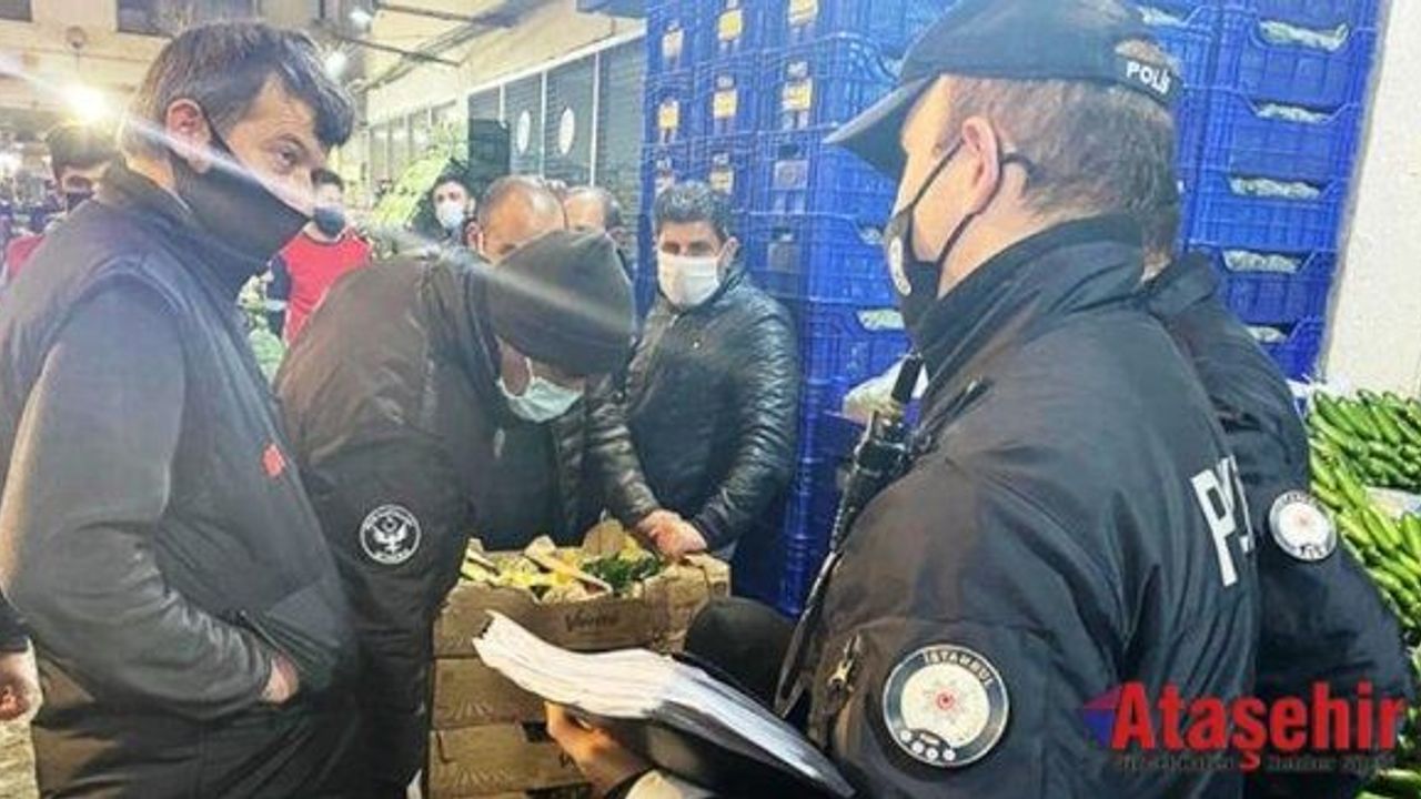 Ataşehir sebze meyve halinde maske denetimi!