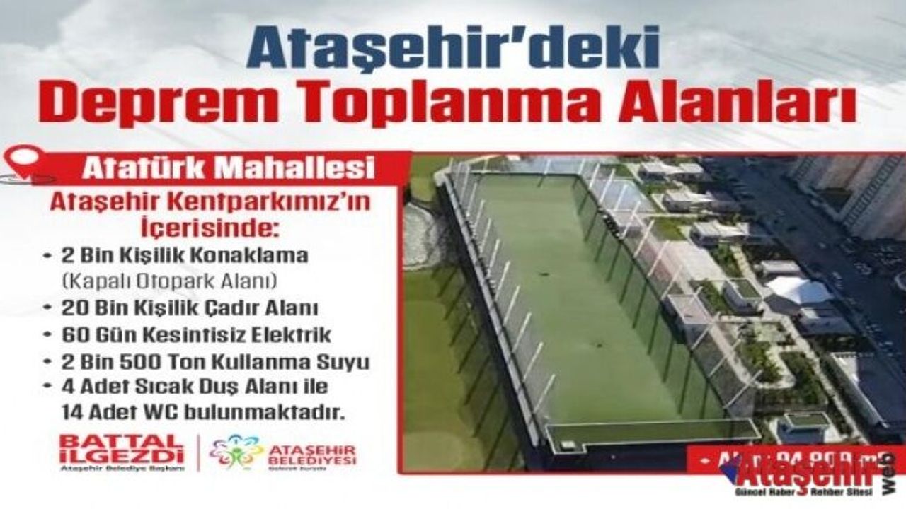 ATAŞEHİR’DE AFET VE ACİL DURUM TOPLANMA ALANLARI GÜNCELLENDİ