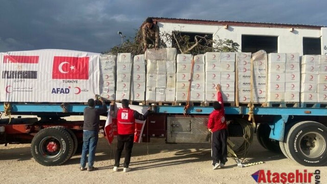 TÜRK KIZILAY YARDIMLARININ REFAH SINIR KAPISINDAN GEÇİŞİ BAŞLADI