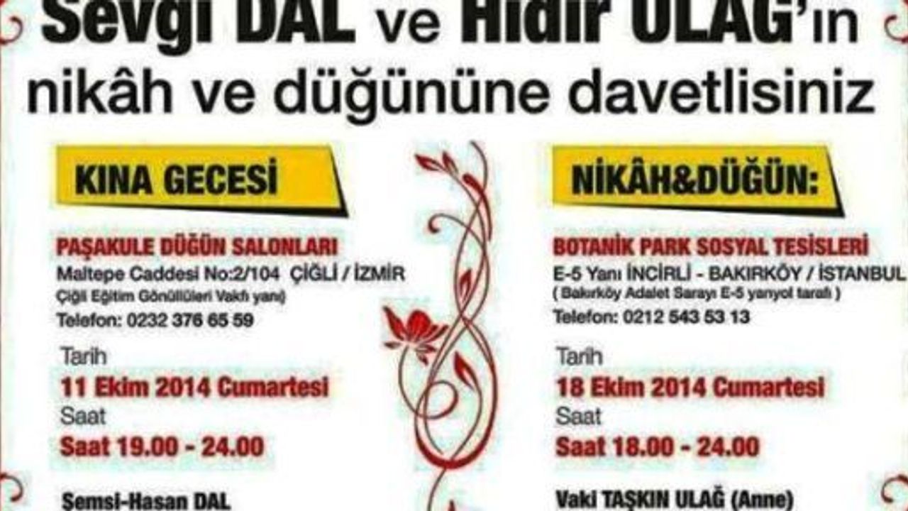 Gazeteci Hıdır ULAĞ nişanlısı Sevgi Dal ile dünya evine giriyor.