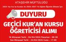 Geçici Kur’an Kursu Öğreticileri Alınacak