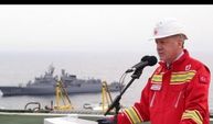 Cumhurbaşkanı Recep Tayyip Erdoğan, Fatih sondaj gemisini ziyaretinde konuşuyor