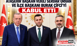 Cumhurbaşkanı Erdoğan Ataşehir Başkan Vekili Serdar Orhan ve İlçe Başkanı Burak Çifci'yi kabul etti.