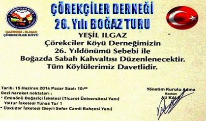  Çörekçiler Derneği ‘26. Yıldönümü’nde Boğaz Turu