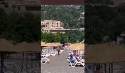 Marmaris plajına Helikopterle inen kim acaba