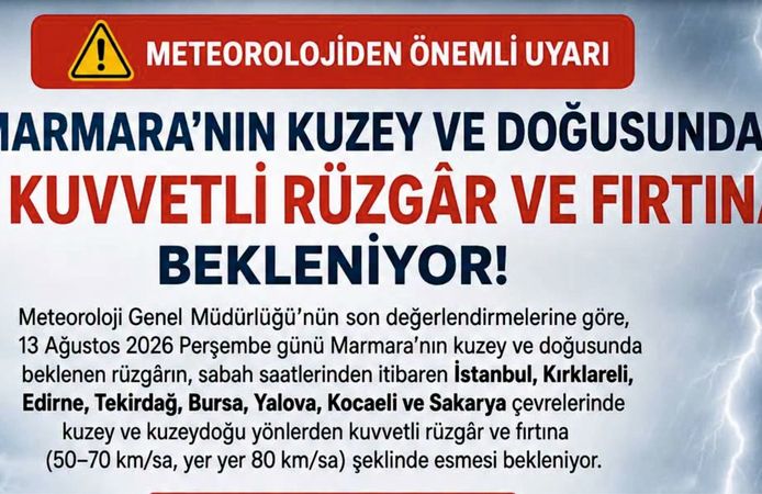 METEOROLOJİ’DEN MARMARA İÇİN KUVVETLİ RÜZGÂR VE FIRTINA UYARISI!