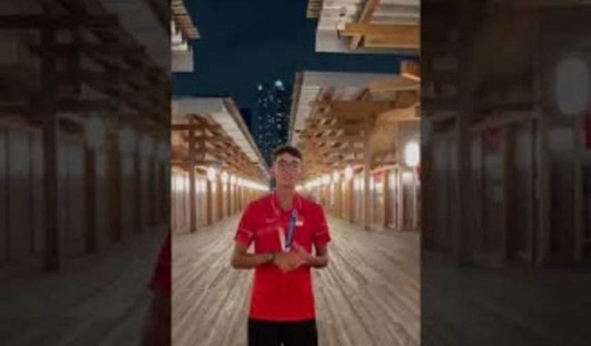 Mete Gazoz, Teşekkür konuşması yapıyor