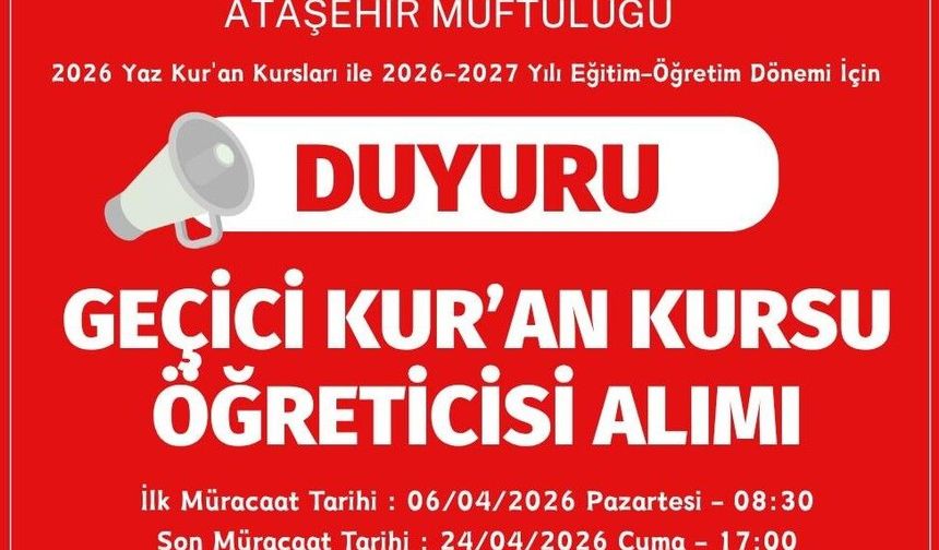 Geçici Kur’an Kursu Öğreticileri Alınacak