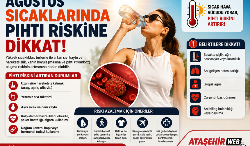 AĞUSTOS SICAKLARINDA PIHTI RİSKİNE DİKKAT: