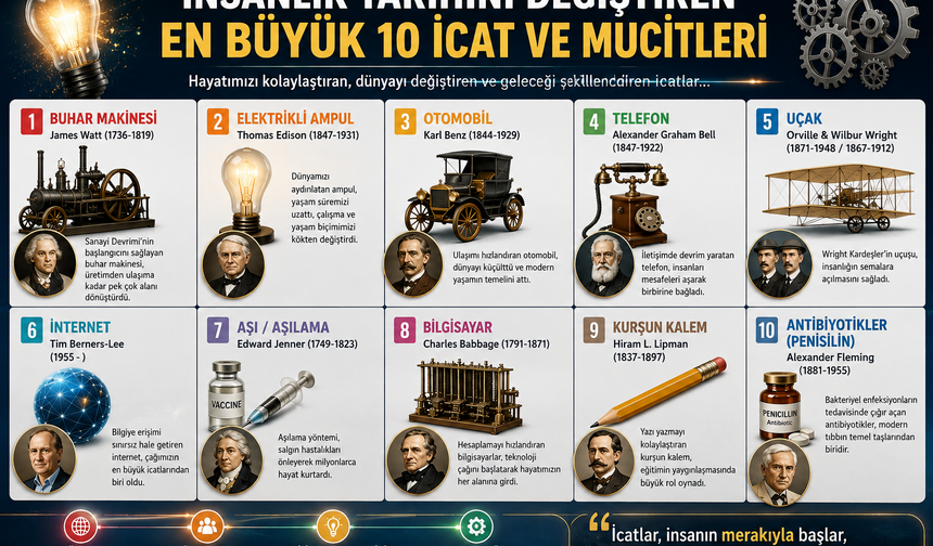 İNSANLIK TARİHİNİ DEĞİŞTİREN EN BÜYÜK 10 İCAT VE MUCİTLERİ