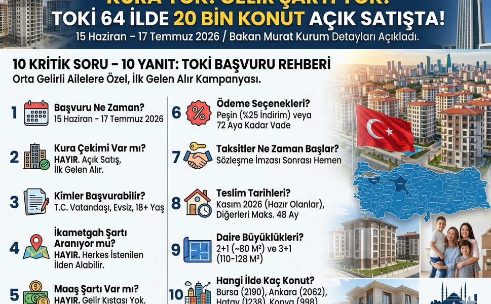 TOKİ 64 İlde 20 Bin Konut Satışına Başlıyor