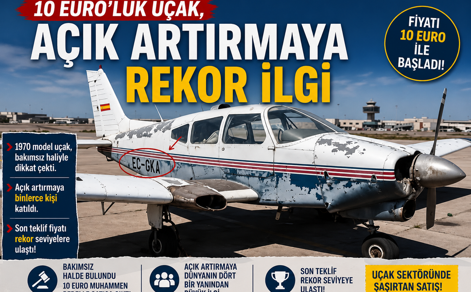10 EURO'LUK UÇAK, AÇIK ARTIRMAYA REKOR İLGİ