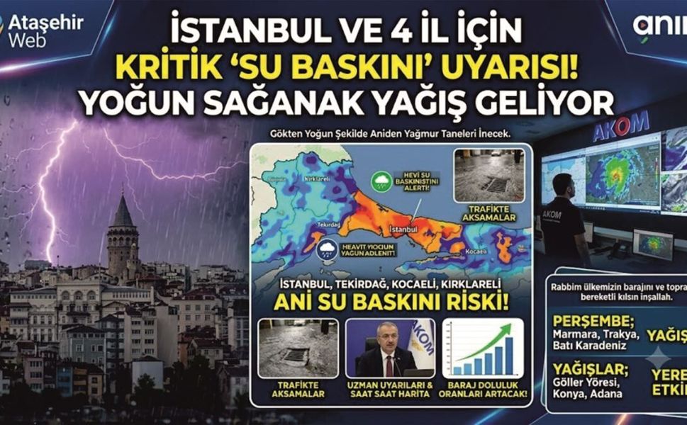 İstanbul ve 6 İl İçin Kritik 'Su Baskını' Uyarısı! Yoğun Sağanak Yağış Geliyor