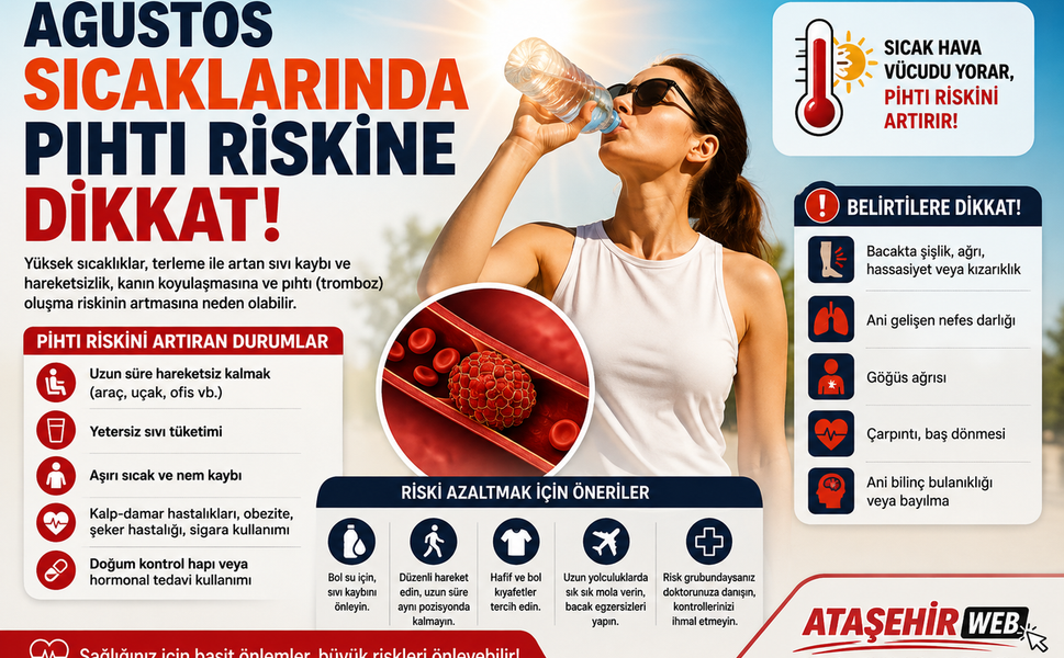 AĞUSTOS SICAKLARINDA PIHTI RİSKİNE DİKKAT: