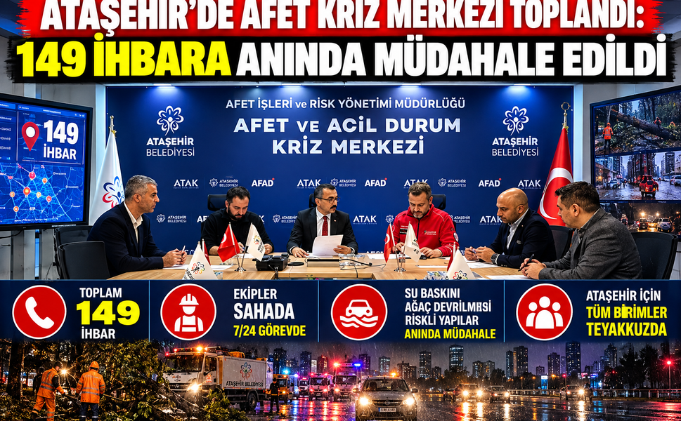Ataşehir’de Afet Kriz Merkezi Toplandı: 149 İhbara Anında Müdahale edildi